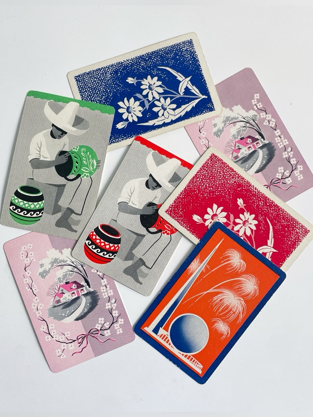 Lot of 7 Mixed Vintage Playing Card Jokers For Crafting or Ephemera